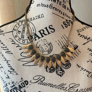 Banana Republic statement necklace Gold and Jade Green spear design